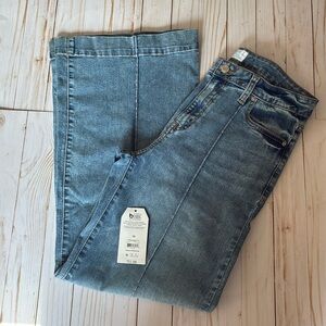 WIDE LEG SEAM DETAIL MEDIUM BLUE JEANS TROUSERS 5 Pocket SZ 10 With Tag